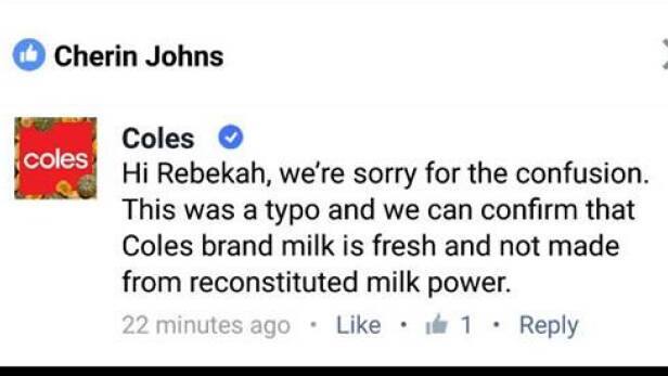 Coles' milk 'typo' blunder