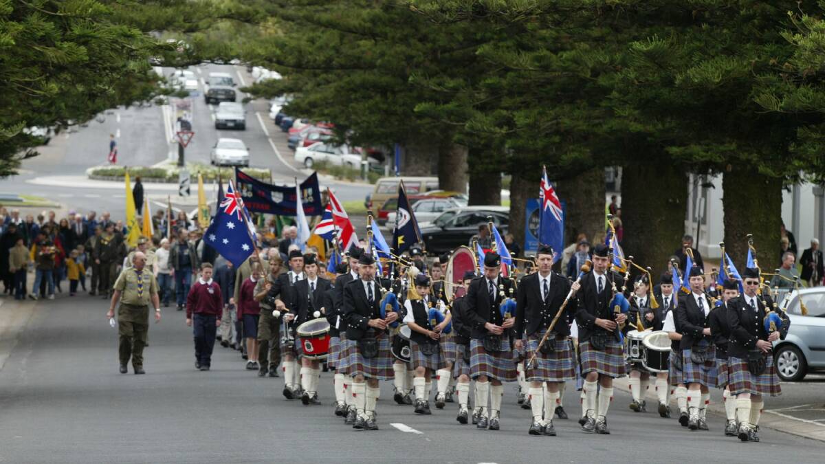 The Anzac Day march down Liebig street.