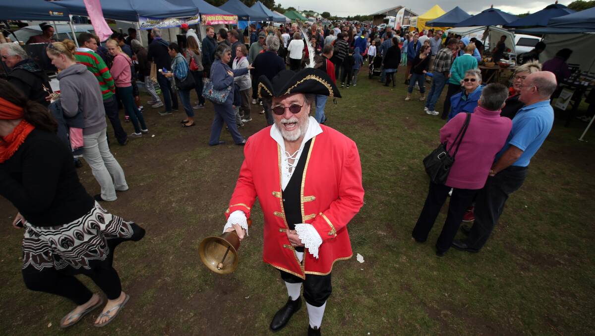 Moyne shire councilor Ralph Leutton dressed up as a town crier. Picture: DAMIAN WHITE