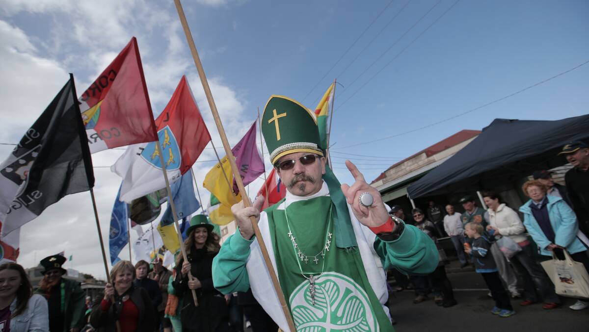 Paddy Kelly dressed as St Patrick. Picture: VICKY HUGHSON