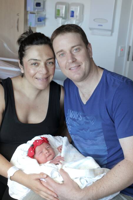 Jimena and David Harrington of Warrnambool with daughter Julia Margaret Harrington born on the March 20 at the Warrnambool Base Hospital. Julia is a sister for Thomas (deceased). Picture: VICKY HUGHSON