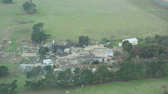 An aerial view of the devastating scene in Derrinallum. Picture: SUPPLIED 