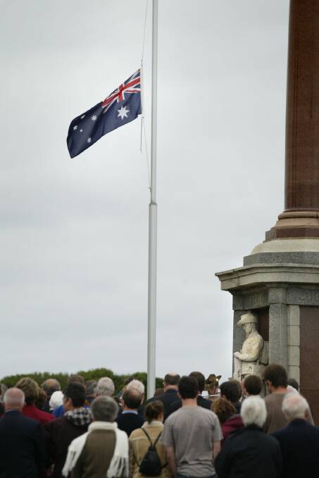 Crows at Warrnambool's Anzac Day service. 
