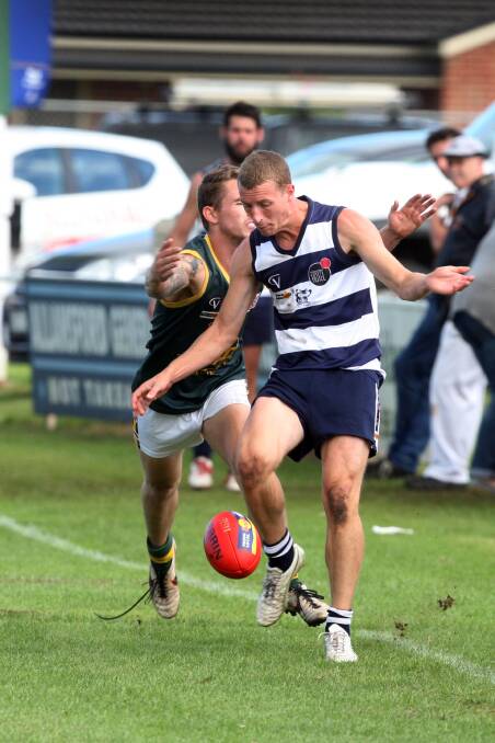WDFNL round 3 action between Allansford and Old Collegians. Picture: LEANNE PICKETT 