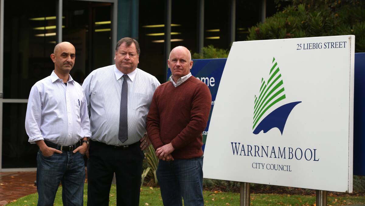 Warrnambool City Councillors Peter Sycopoulis, Peter Hulin and Brian Kelson have denied leaking confidential documents to The Age newspaper.