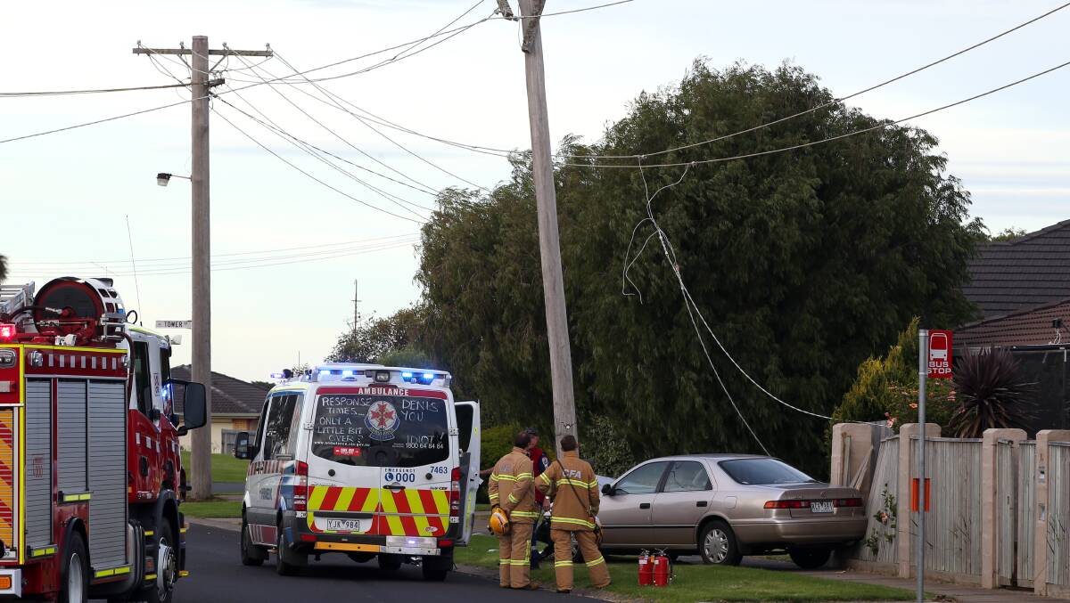 An elderly driver was taken to hospital with minor injuries after a crash in East Warrnambool on Wednesday afternoon. Picture: DAMIAN WHITE