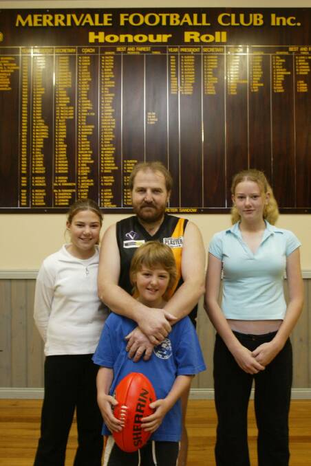 Peter Davies with children Jessica, Michael and Melissa before his 400th game for Merrivale 