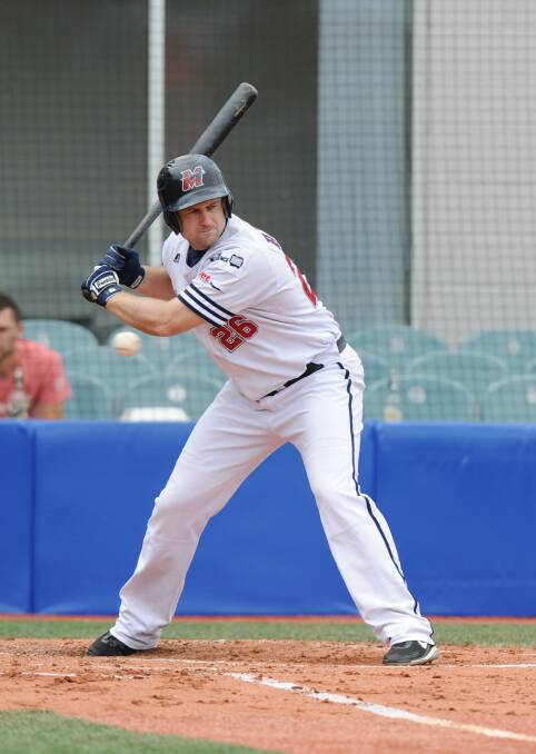 Justin Huber in action with the Melbourne Aces. 