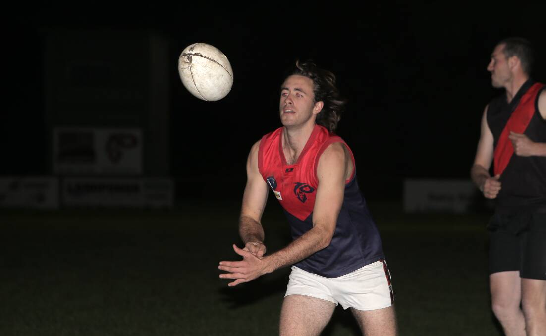 Timboon Demons player Jeff Rosolin in action at training. Picture: AARON SAWALL