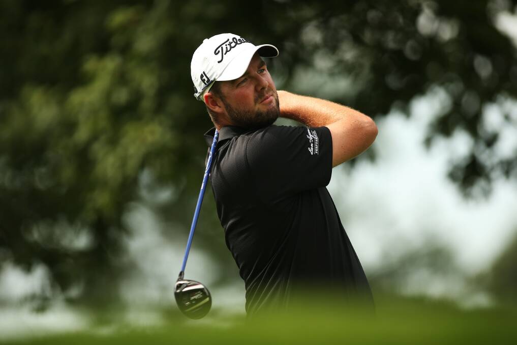 Marc Leishman follows a shot in the first round of The Barclays. Picture: GETTY IMAGES