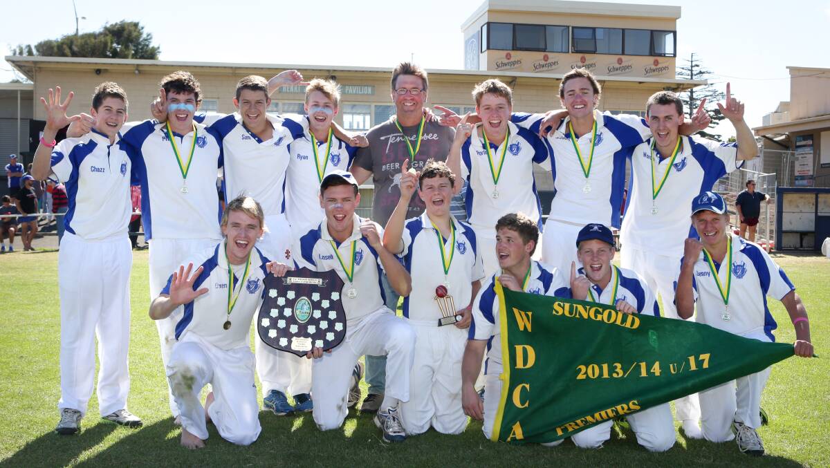 Russells Creek celebrates back-to-back under 17 premierships after downing Nestles at Reid Oval yesterday.