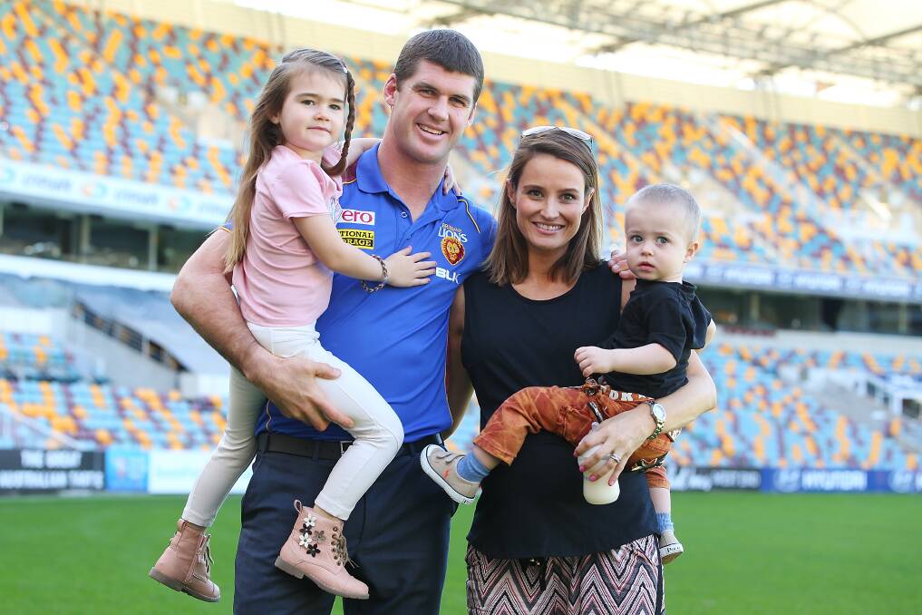 Jonathan Brown’s family was at the forefront of his decision to retire and was by his side for yesterday’s announcement at a press conference in Brisbane — wife Kylie and children Olivia and Jack.