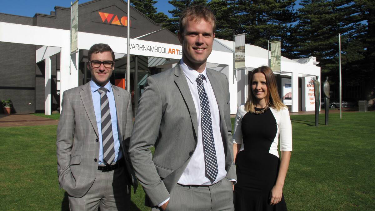 Ed Mahony (left), Jayson Ward and Angie Paspaliaris from Young Professionals Warrnambool are inviting people to the group’s May racing carnival gala event.