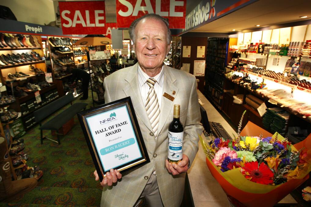 Warrnambool retail stalwart Ron Rauert, 87, at the business he founded in 1950. His son Peter continues the tradition.    140714AM30    Picture: ANGELA MILNE