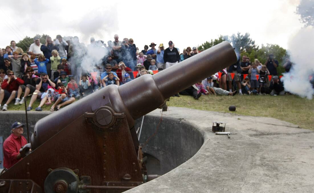 Daily firing of the largest of the Battery Hill cannons for summer tourists is the only time the fortifications are in the spotlight. 100103RG20 Picture: ROB GUNSTONE