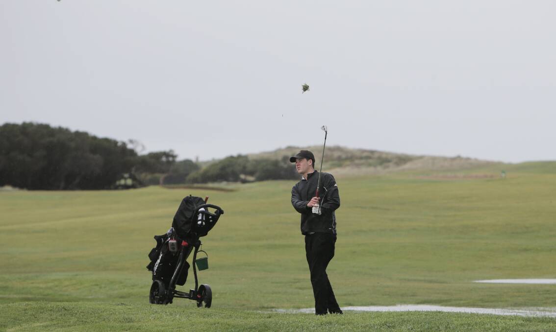 Warrnambool Junior Open leader Kurtis Lynch, from Bendigo, competes in a lead-up event at Port Fairy on Sunday. Picture: ANGELA MILNE,