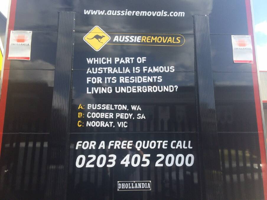 The Aussie-flavoured mobile advertisement seen in London.