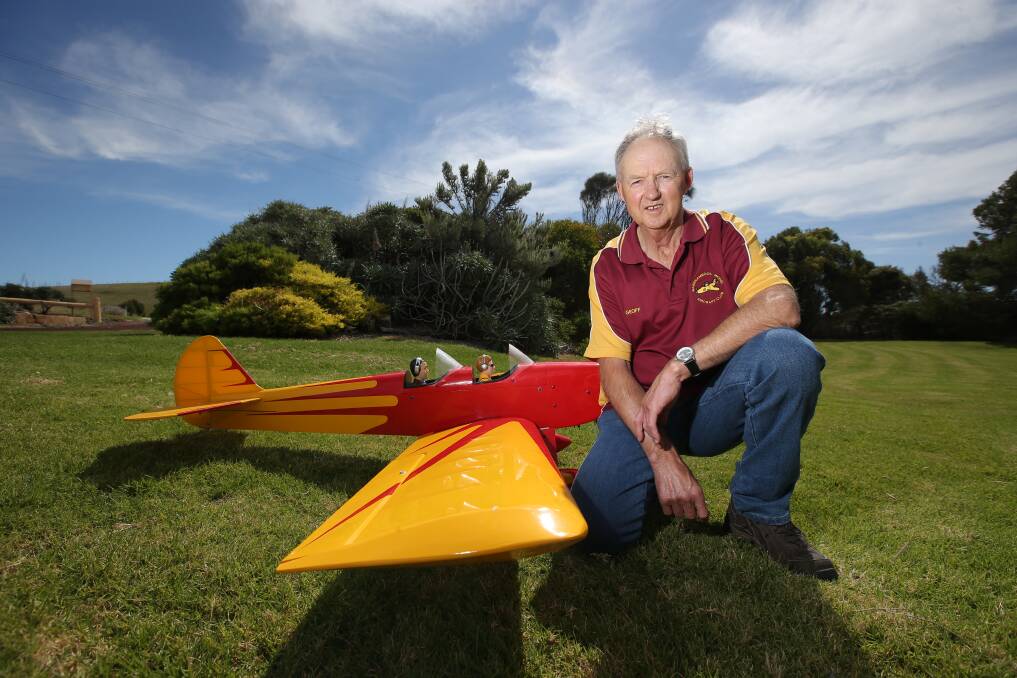 Warrnambool Model Aircraft Club member Geoff Watson, 70, prepares his 1980 Spacewalker for the annual Fun Fly weekend later this month. 
150218AS10 Picture: AARON SAWALL