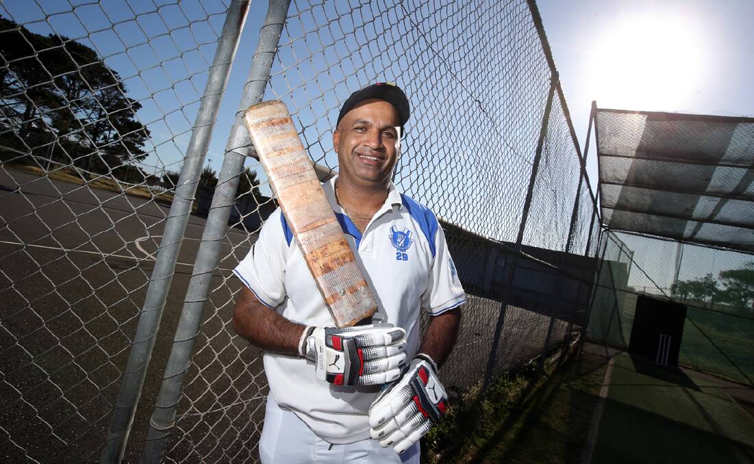 Russells Creek batsman Jayaweera Bandara hits the nets. 141030DW52 Picture: DAMIAN WHITE
