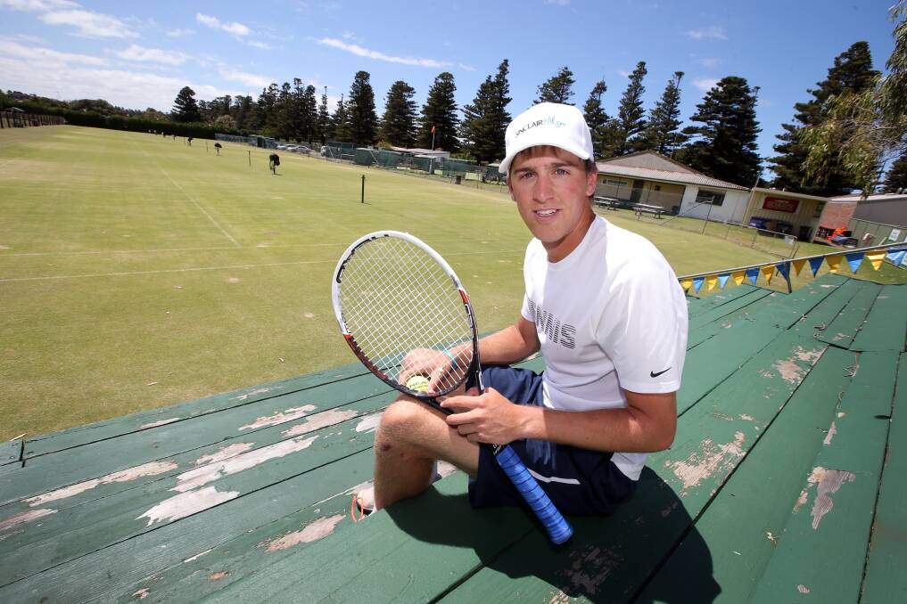 Warrnambool tennis player Jake Dunn (pictured) and his former coach Matt Moloney are keen to defend their doubles titles at the Warrnambool Grasscourt Open starting tomorrow. 141224DW40 Picture: DAMIAN WHITE