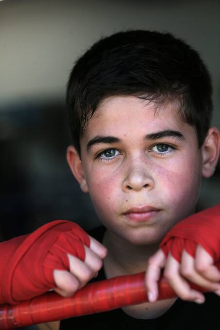 Riley Shanahan, 12, ponders his amateur boxing debut next week in Penguin, Tasmania. 141125RG32 Picture: ROB GUNSTONE