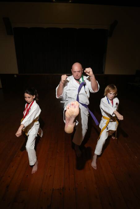 Warrnambool JKA representatives Molly Morrice, 10 (left), Alistair Wilby and Zack Wilby, 9, have qualified for national titles. 150602AS30 Picture: AARON SAWALL