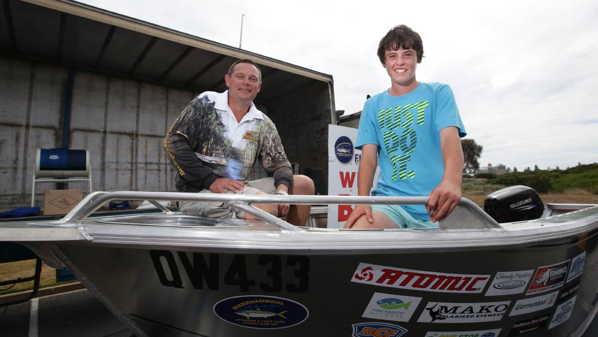 Competition winners Andrew Jefferies from Deniliquin, and Harry Rantall, 14, from Warrnambool, both won boats in the Shipwreck Coast Fishing Classic.