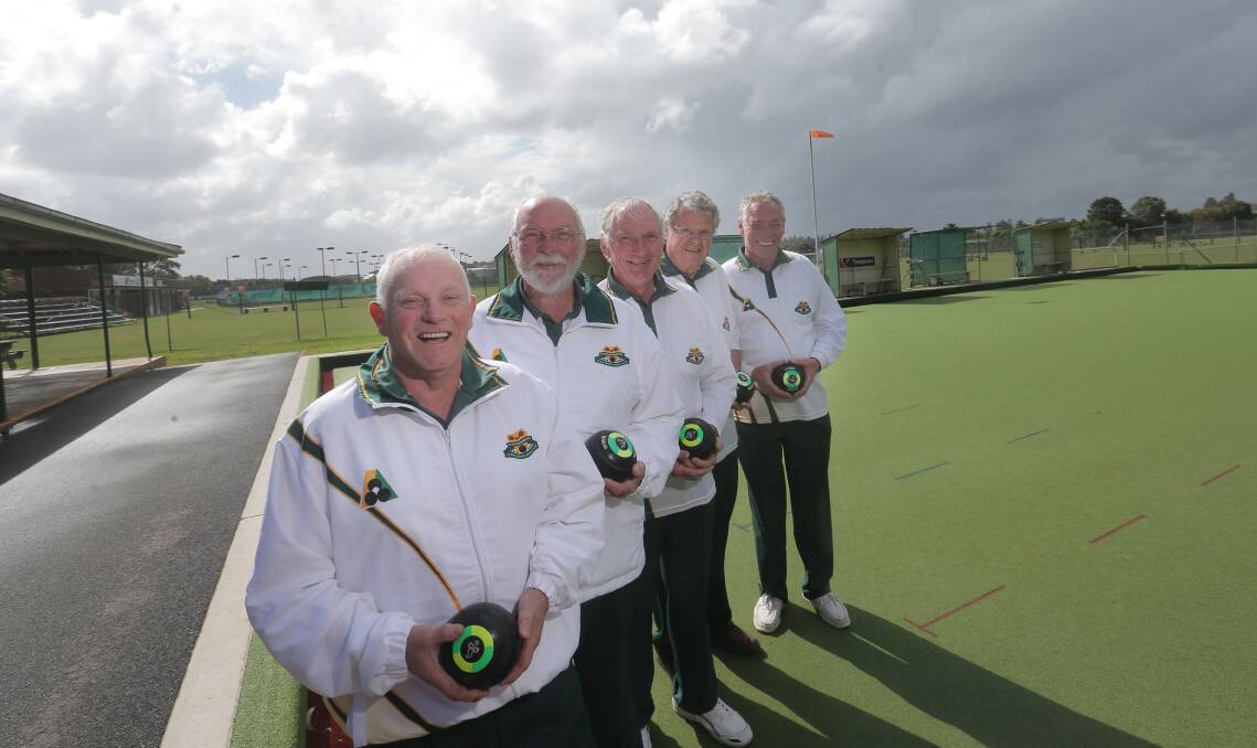 Rob Treweek (left), Ian Prout, Robert Prout, Pat Quinn and Maurice Kelly are in line to represent Lawn Tennis Red in an expanded WDBD Saturday pennant season, beginning this weekend. 140930VH14 Picture: VICKY HUGHSON