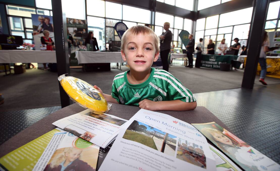 Expo visitor Harry Lucas, 5, from Warrnambool, will start his school career next year. 