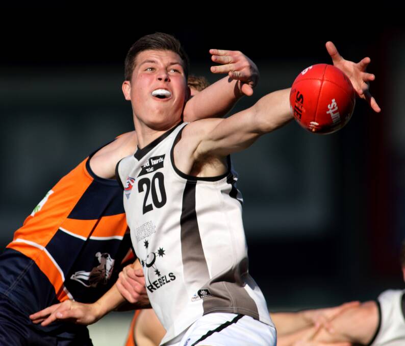 North Ballarat Rebel Rowan Marshall in action against Calder Cannons in the TAC Cup qualifying final. Picture: ARJ GIESE