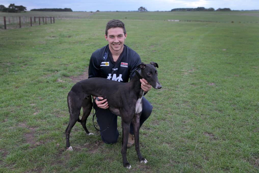 Warrnambool footballer Jackson Bell has successfully turned his hand to greyhound training, with his dog Magic Success running in a semi-final of the Warrnambool Classic. 150428RG29 Picture: ROB GUNSTONE