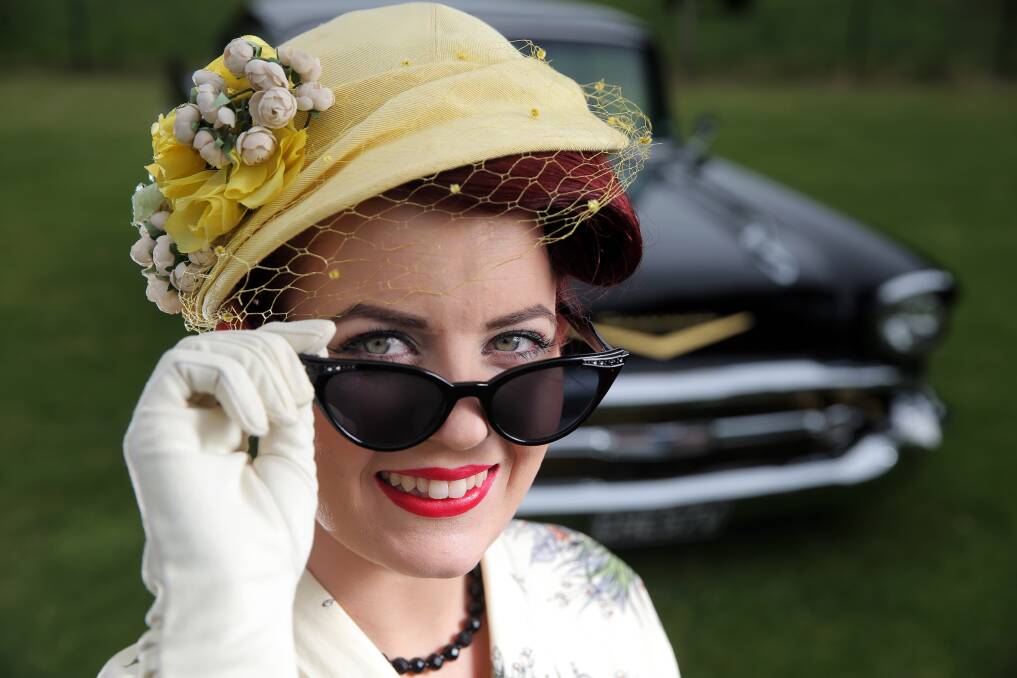 Fifties fashion fan Lucy Keogh, 22, of Warrnambool, is a finalist in this weekend’s Camperdown Cruise Pin-up Girl competition. Picture: ROB GUNSTONE
