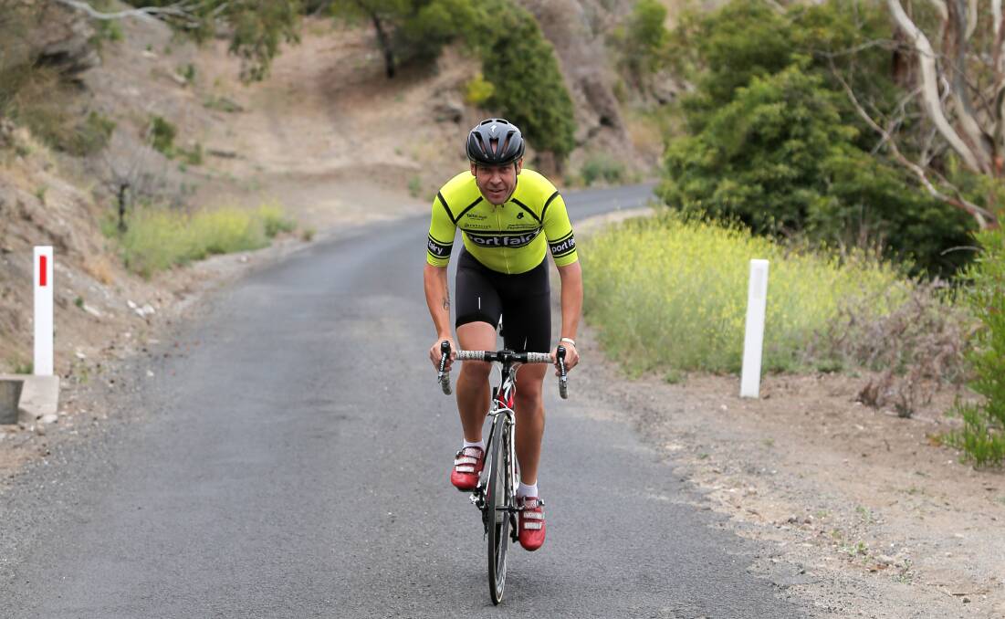 Koroit cyclist Chris Alsop successfully completed his “Everest” up Mount William in the Grampians on the weekend, climbing it 18 times in 19 hours on Saturday. 150203RG37 Picture: ROB GUNSTONE