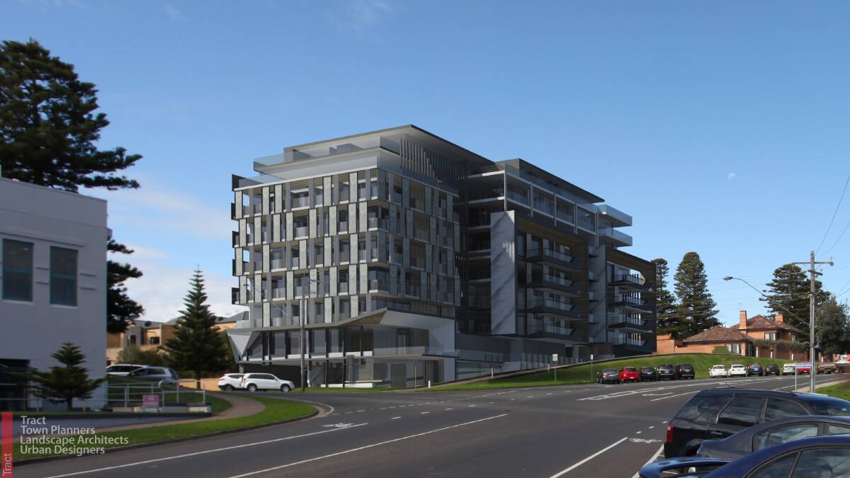 A drawing of the proposed apartment complex, on the site of Sandilands, the former Madden's Lawyers offices, at the corner of Merri and Gilles streets.