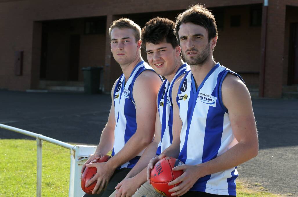 Russells Creek recruits (from left) Andrew Finlayson (Grovedale), Jordan Lowery (Dennington) and Zach Westwick (South Warrnambool) will give the side more firepower.150226RG25 Picture: ROB GUNSTONE