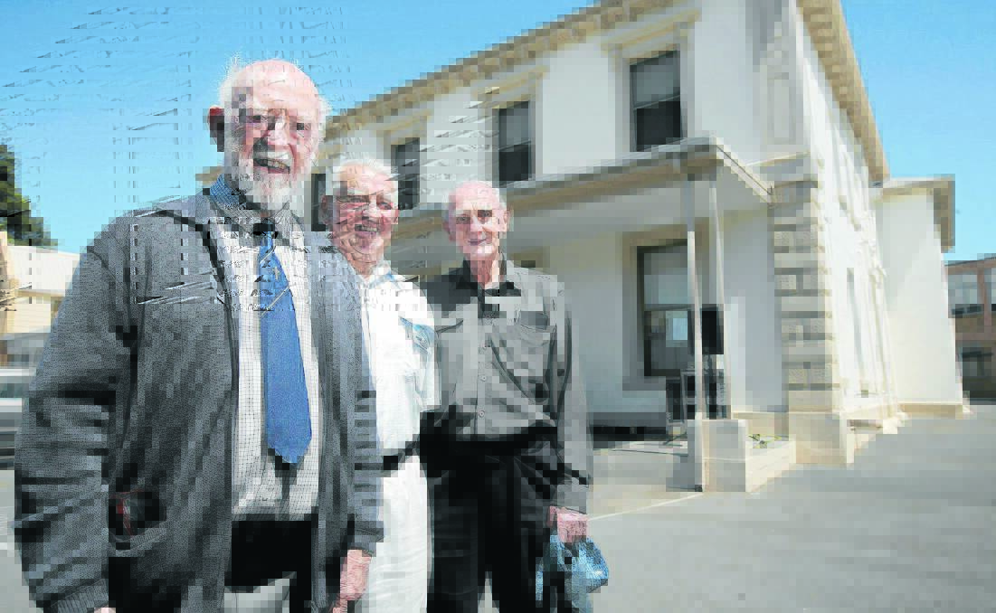 Hugh Sharpe (left), Gabe Rowbottom and Dermot Shortill — the last remaining Christian Brothers in Warrnambool — were officially farewelled from the Catholic community at Emmanuel College on Sunday. 