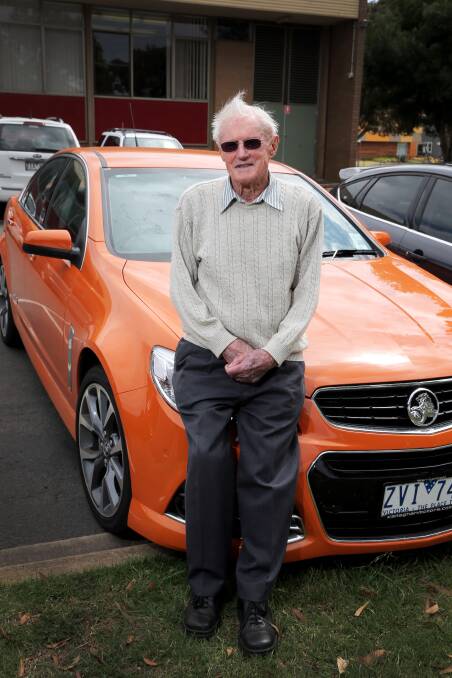 Max Hammond, 96, is a regular on the streets of Warrnambool in his Holden Commodore SS. 141216RG08 Picture: ROB GUNSTONE
