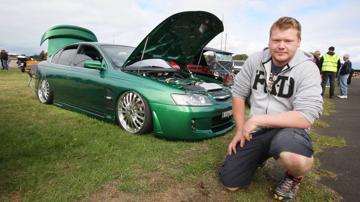 Camperdown’s Jeremy Kuyper shows off his VY SS Commodore at the Koroit Swap Meet.  