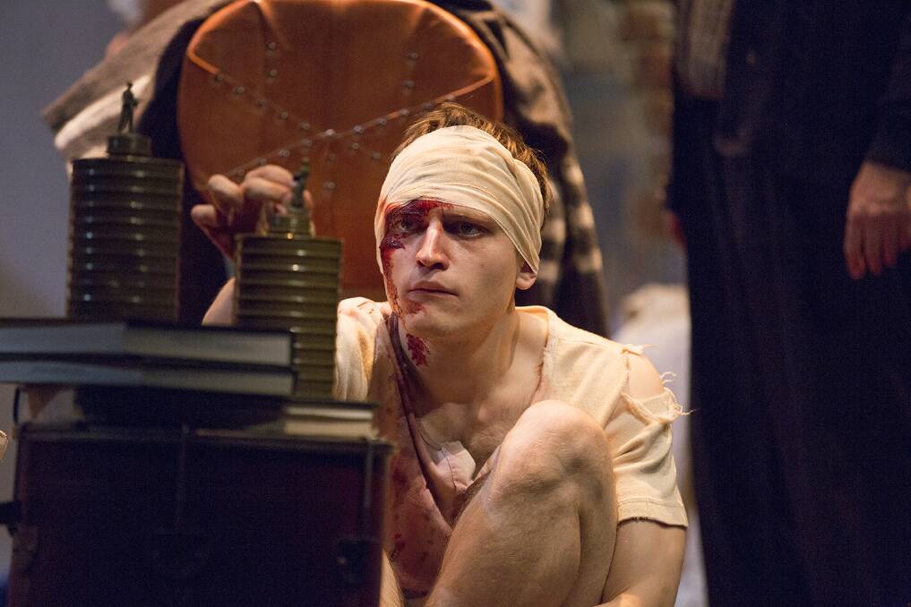 Darcy Brown in one of the five roles he plays in the Bell Shakespeare Company’s updated version of Henry V.