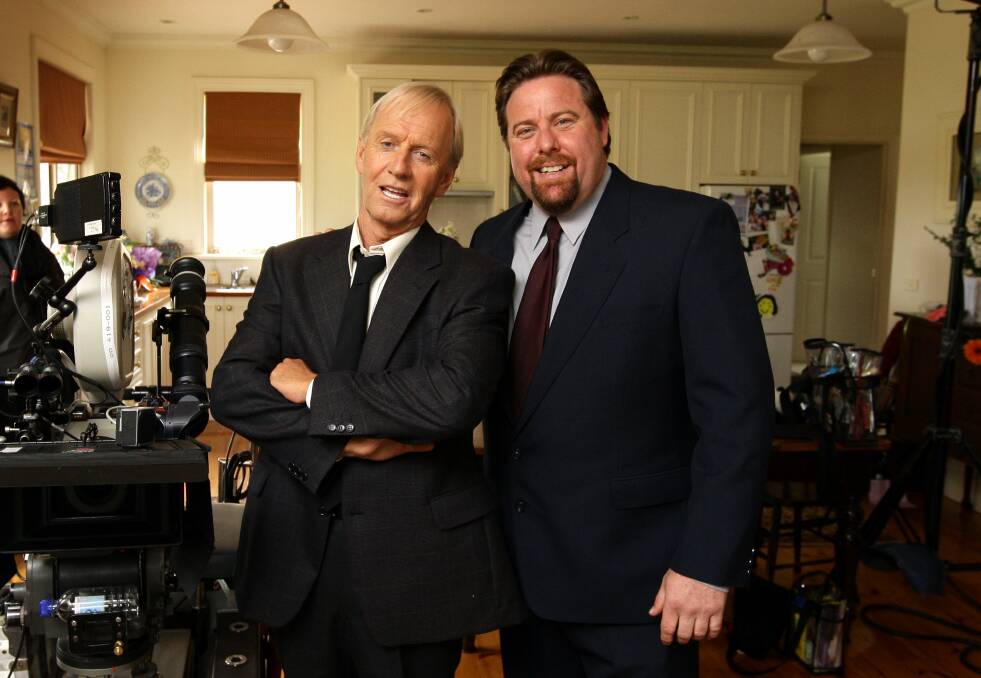 Paul Hogan (left), pictured with Shane Jacobson during the filming of Charlie & Boots in 2008, is returning to Warrnambool with his one-man show.  081107DW21 Picture: DAMIAN WHITE