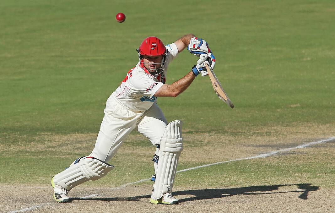 Tim Ludeman hits out for the South Australia Redbacks in a Sheffield Shield match against the Tasmania Tigers at Adelaide Oval last November. 
Picture: GETTY IMAGES