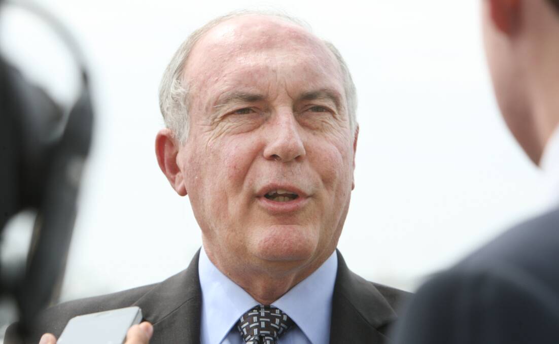 Deputy Prime Minister Warren Truss speaks at the Sungold Field Days yesterday.   