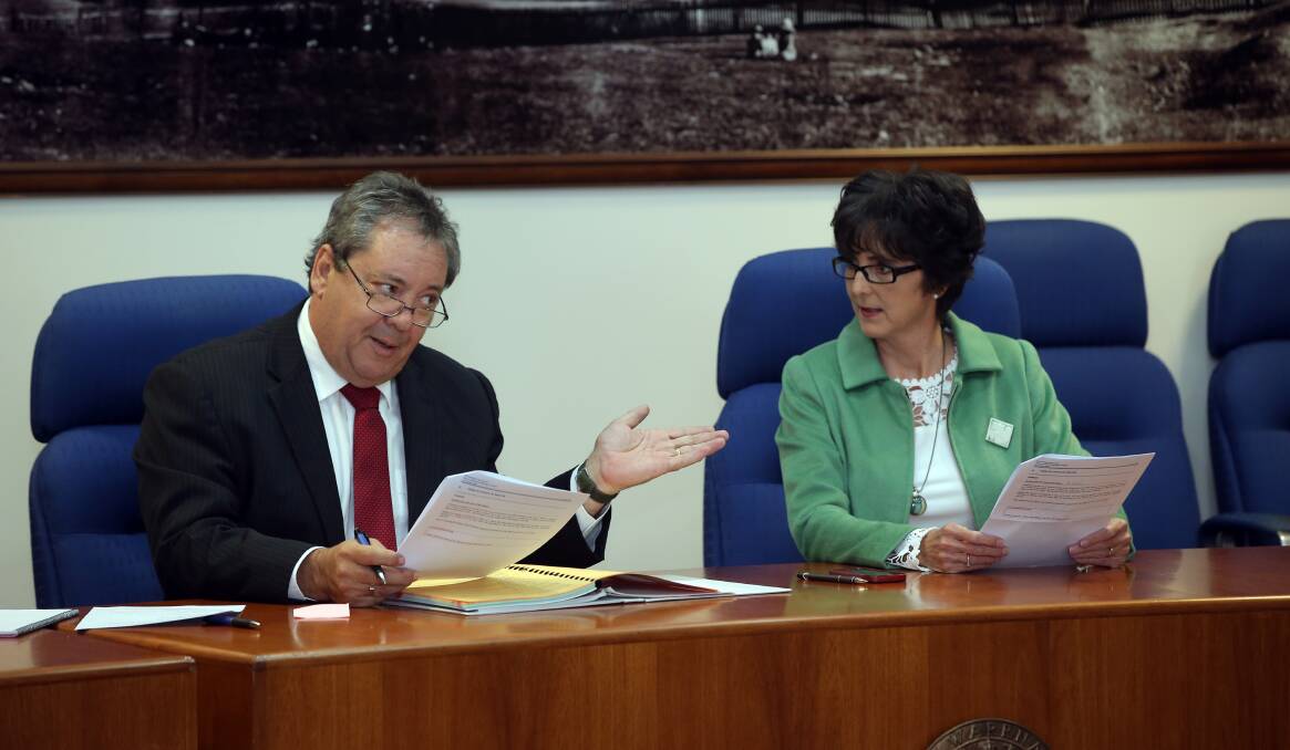 Troubled times: Warrnambool City Council CEO Bruce Anson and Cr Jacinta Ermacora. 141027DW89 Picture: DAMIAN WHITE