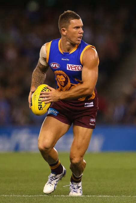 Brent Moloney considers his attacking options in an AFL pre-season cup game with Brisbane. Picture: GETTY IMAGES