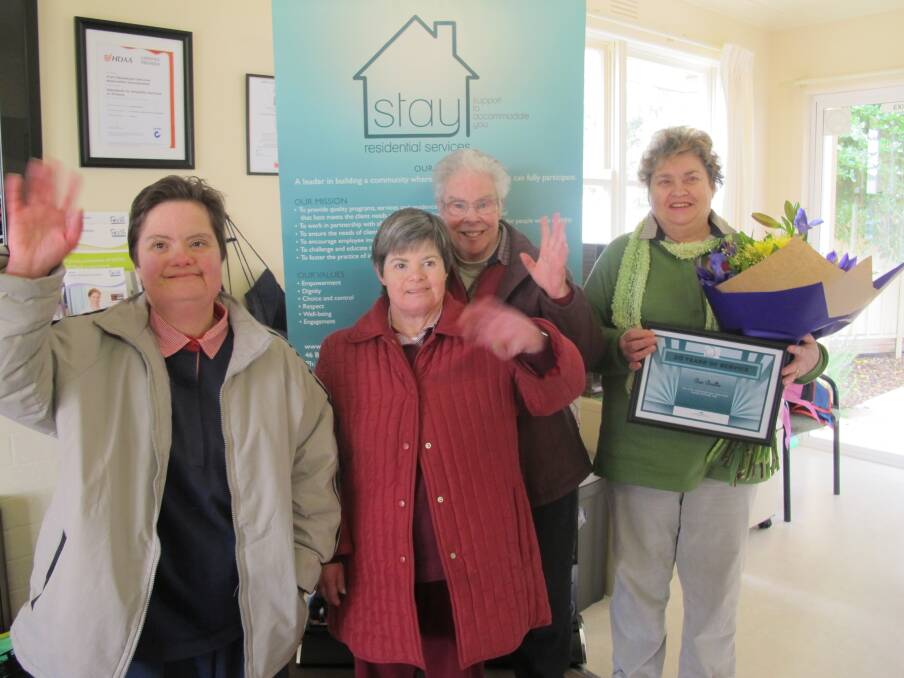 Bev Baillie (right) is farewelled by STAY residents Diane Ryan, Anne Gurry and Judith Johnson.
