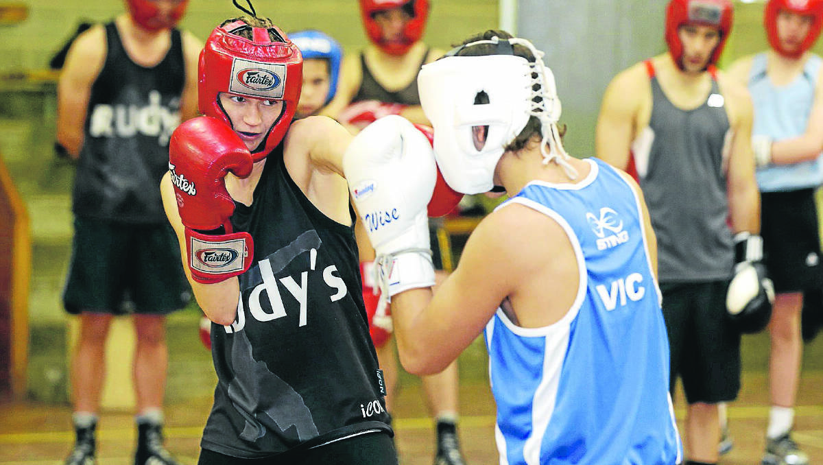  Warrnambool boxer Luci Hand shows the style which helped her down Emma Payne in a 54-kilogram bout in Brisbane on Friday to take her win/loss record to 12-5.140622DW09 Picture: DAMIAN WHITE