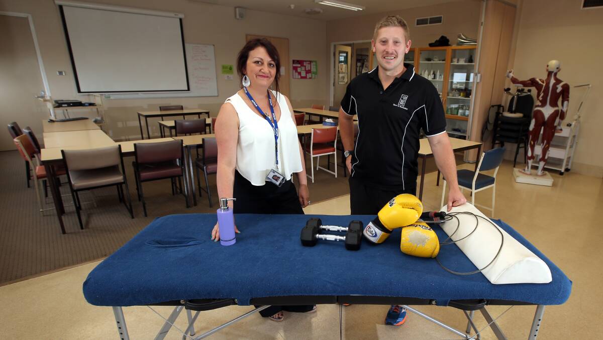 Massage and fitness classes will return to TAFE next year with the help of massage co-ordinator Jenny Lo Ricco and sport and recreation co-ordinator Nathan Isles. 141120DW12 Picture: DAMIAN WHITE