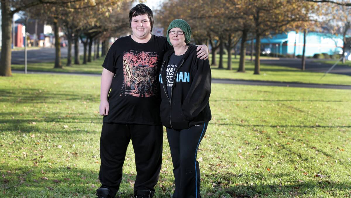 Bess Treloar (right), with her son Dean Treloar, 18, from Terang. Bess is determined to fight cervical cancer and a fund-raiser this month may help her battle significantly. 
