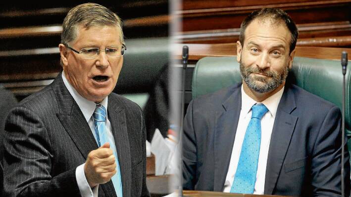 Game on: Victorian Premier and South West Coast MP Denis Napthine (above left) and independent MP Geoff Shaw’s falling out has led to a constitutional crisis. 