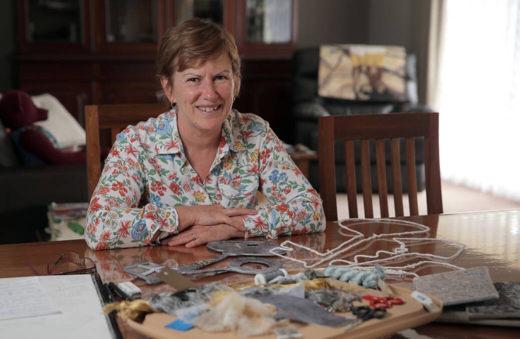 Warrnambool embroiderer Jenny Vick has one of her artworks, Where The Poppies Grow, in an exhibition of works touring Australia and also New Zealand. 150428RG12 Picture: ROB GUNSTONE